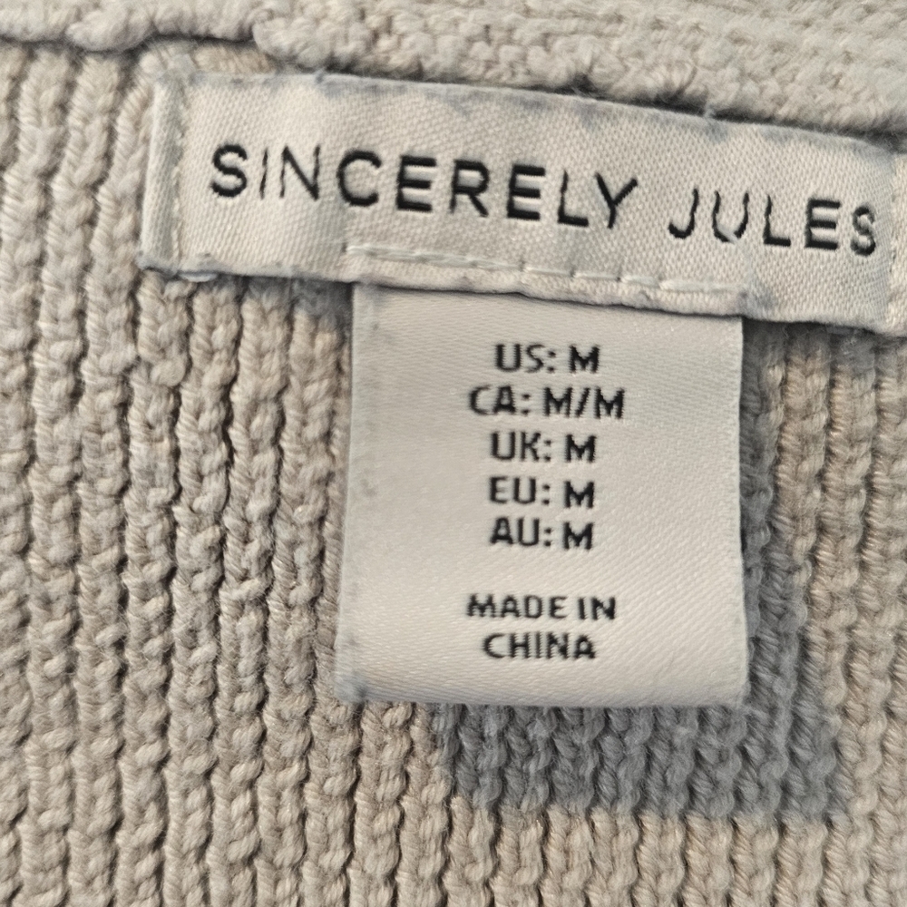 Sincerely Jules Ribbed Knit Button Front Tank Vest Medium Beige Boho - Picture 4 of 4